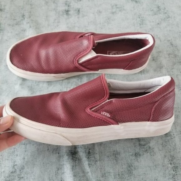 Vans Women's Red Leather Sneaker Low top Size 9